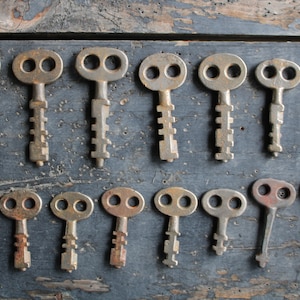 15 Antique 19th c Steel Pad Lock Keys image 2