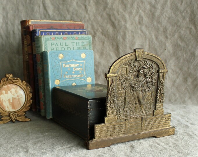 Vintage Art Deco Bookends With a Romantic Scene Etsy