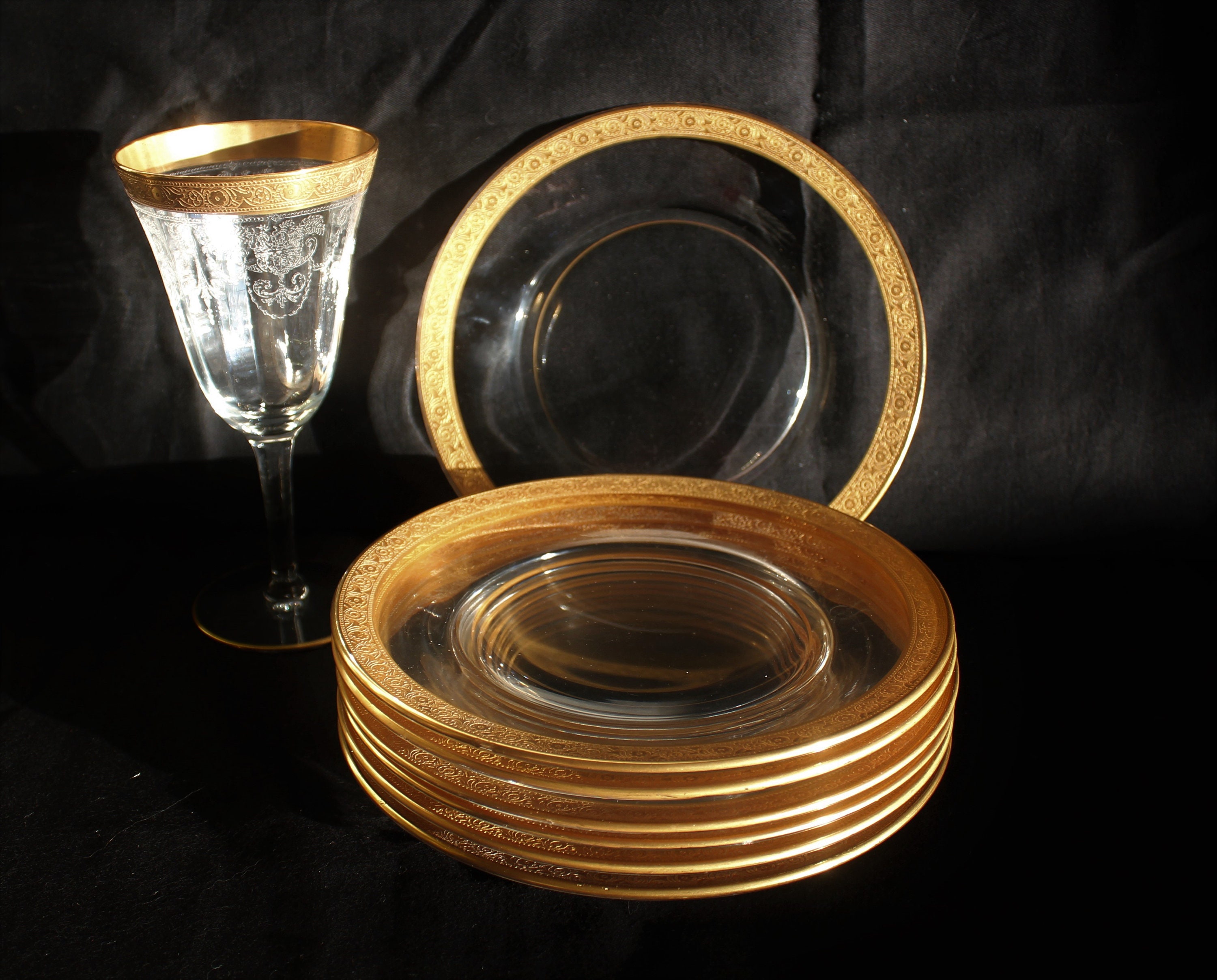 7 Vintage Tiffin Franciscan Gold Encrusted Minton Band Elegant Etsy