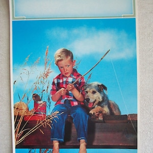 Fishing Buddies Vintage Calendar Litho