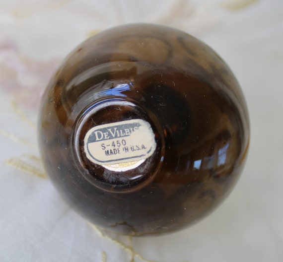 Vintage DeVilbiss Hand Painted Amber Glass Perfum… - image 5