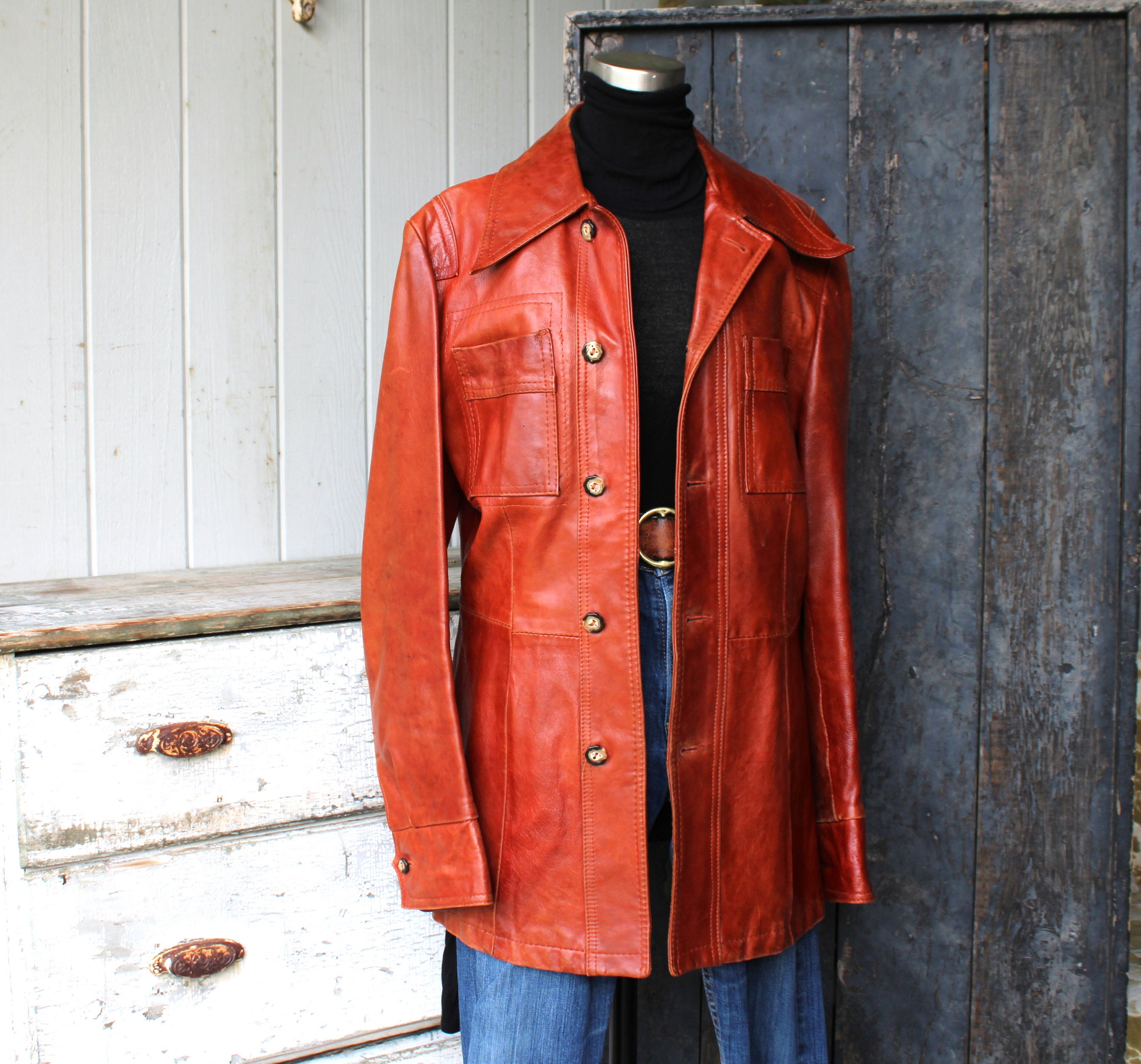 70s new style leather jacket mens