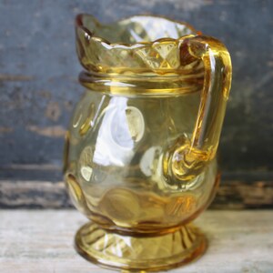 Vintage Fenton Coin Dot Amber Yellow Glass Pitcher Creamer image 5