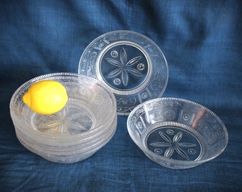 7 Antique EAPG Glass Willow Oak Wreath Salad/ Soup Bowls Early American Pattern Glass