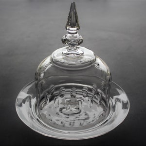 Vintage mundgeblasene Glas Käse Platte mit Deckel