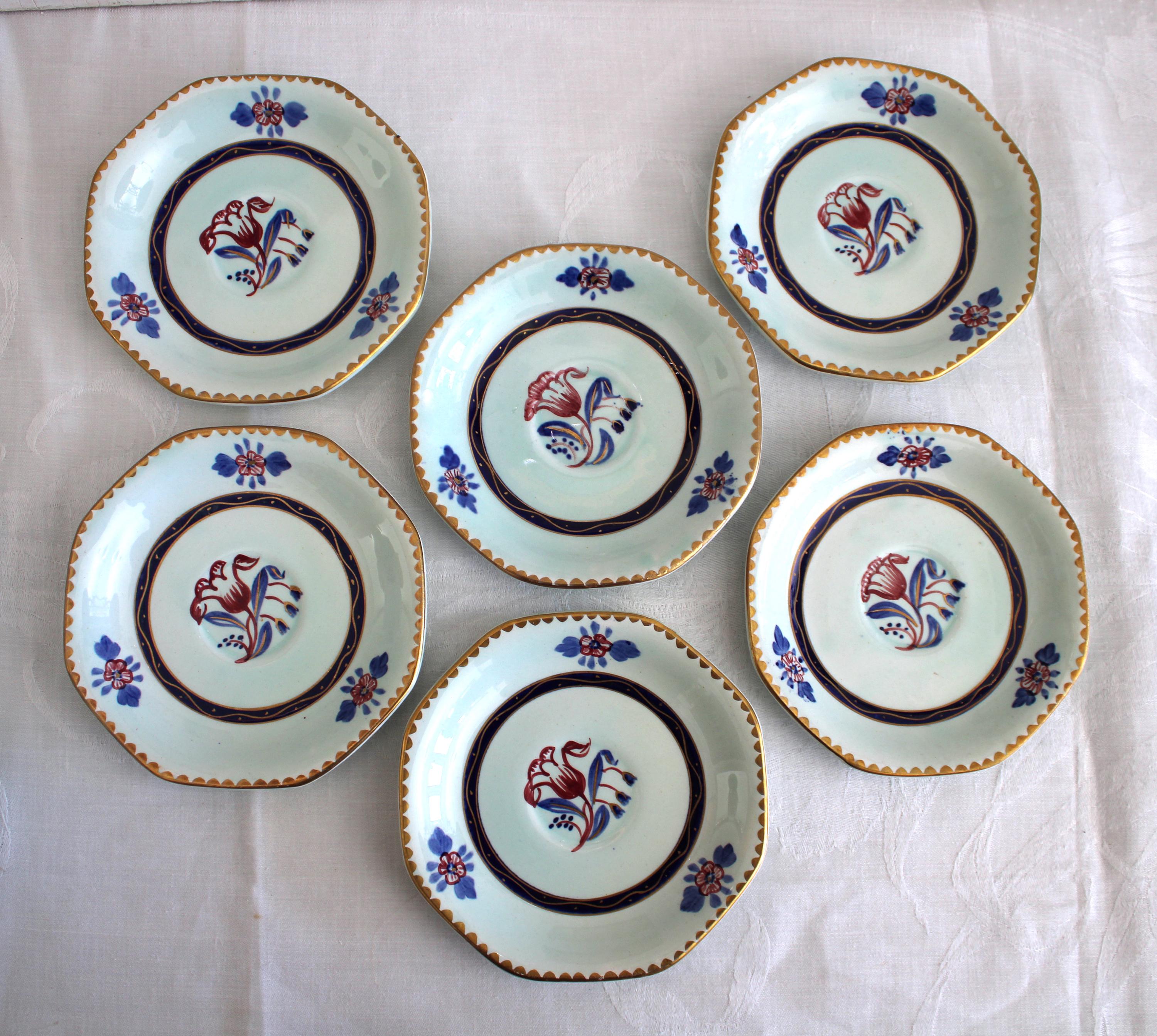 6 Antique Hand Painted English Adams Calyx Ware Demitasse Cups and ...