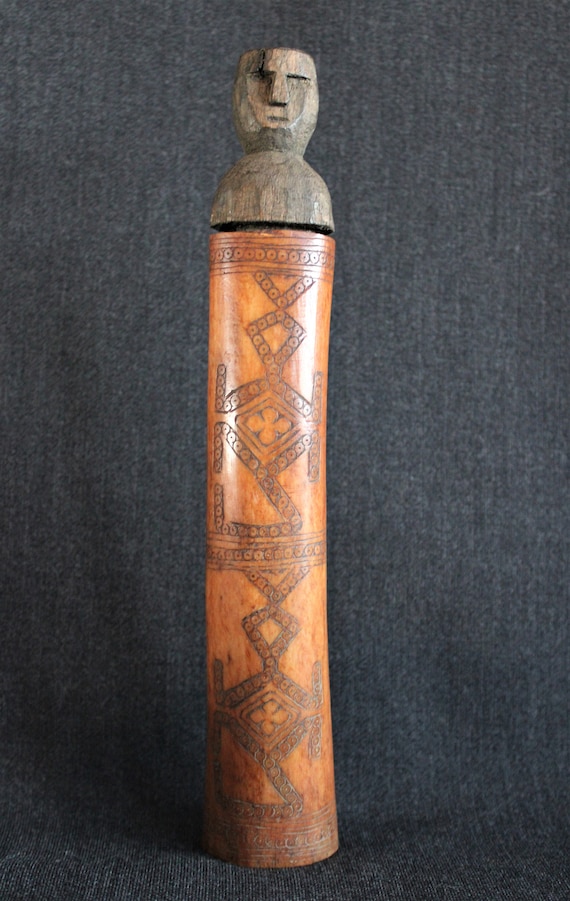 Dayak Hardwood Spinning Top from Borneo with Modern Stand Dayak Hardwood Spinning Top from Borneo with Modern Stand
