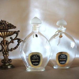 2 Vintage Guerlain Classic 4 oz Shalimar and Mitsouko empty Bottles