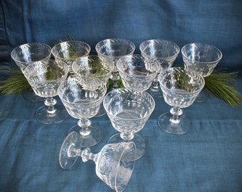 Set of 12 Tiffin Franciscan Athlone Cut Crystal Stemware Coupe Champagne Cordial Glasses