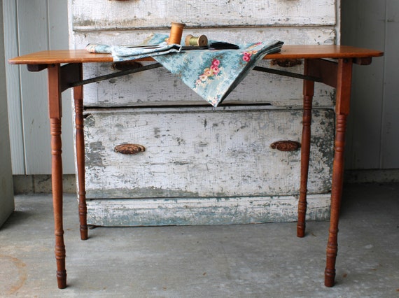 Antique Wooden Folding Sewing Tailor Table with Measure Portable