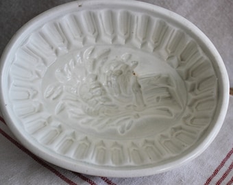 Antique White Ironstone Wheat Sheaf Pudding Food Mold