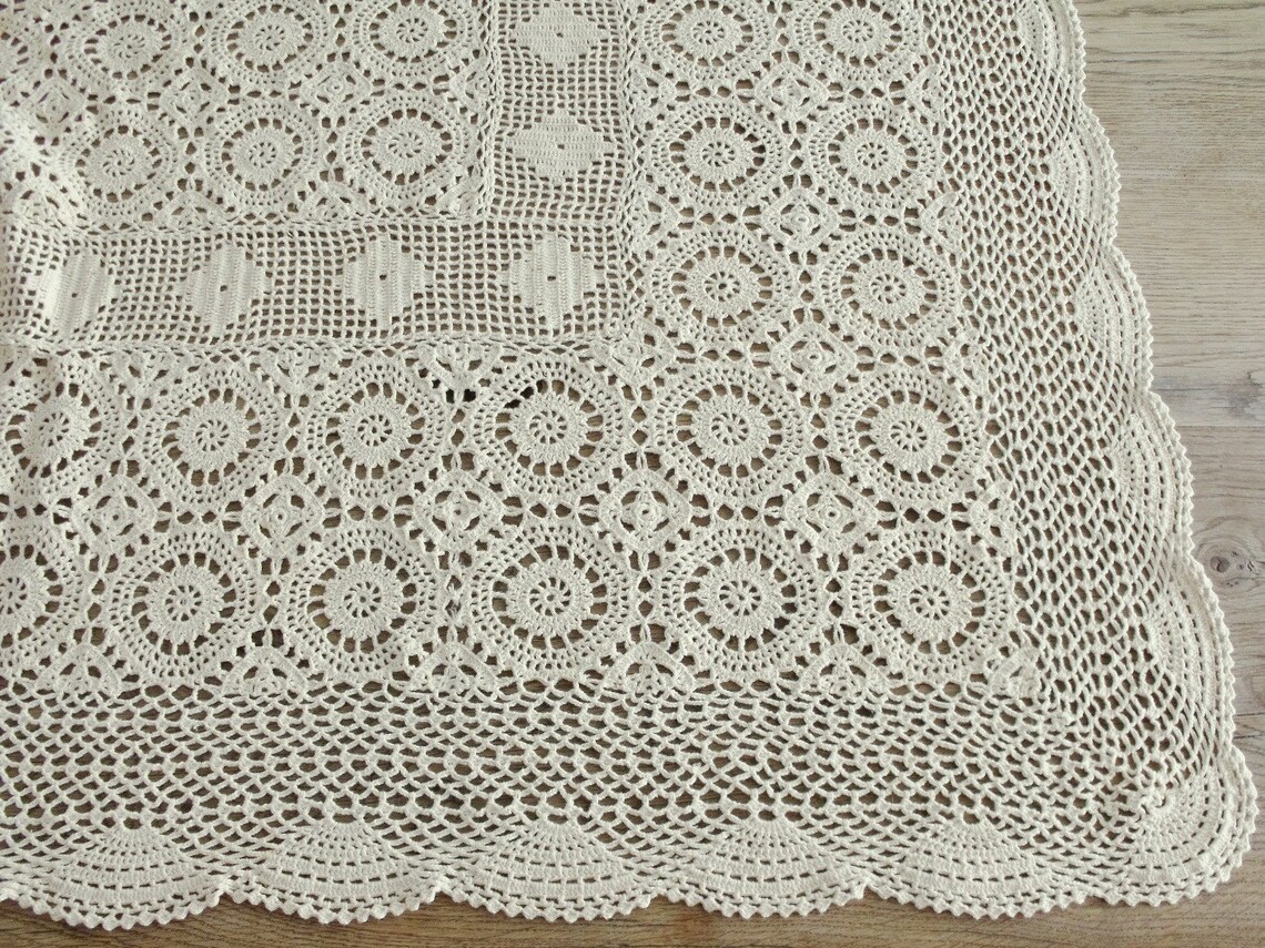 Creamy Vintage Crochet Bedspread Etsy