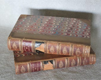 Junius by John Wade Vol. 1 and Vol. 2 Antique Leather Bound Books 1850