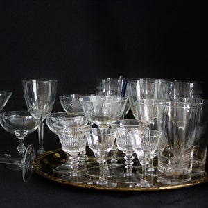 19 Mismatched Party Lot Vintage Etched Elegant Stemware Wine Cocktail Glasses