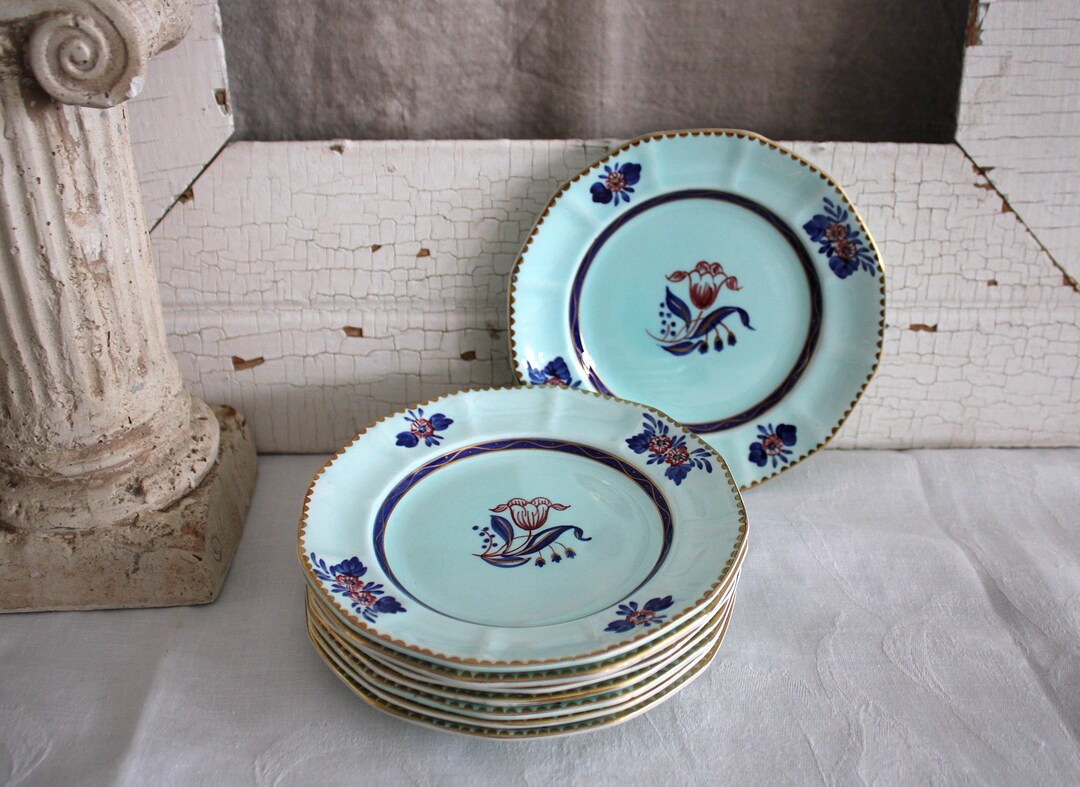 8 Antique Hand Painted English Adams Calyx Ware Bread and Butter Plates ...