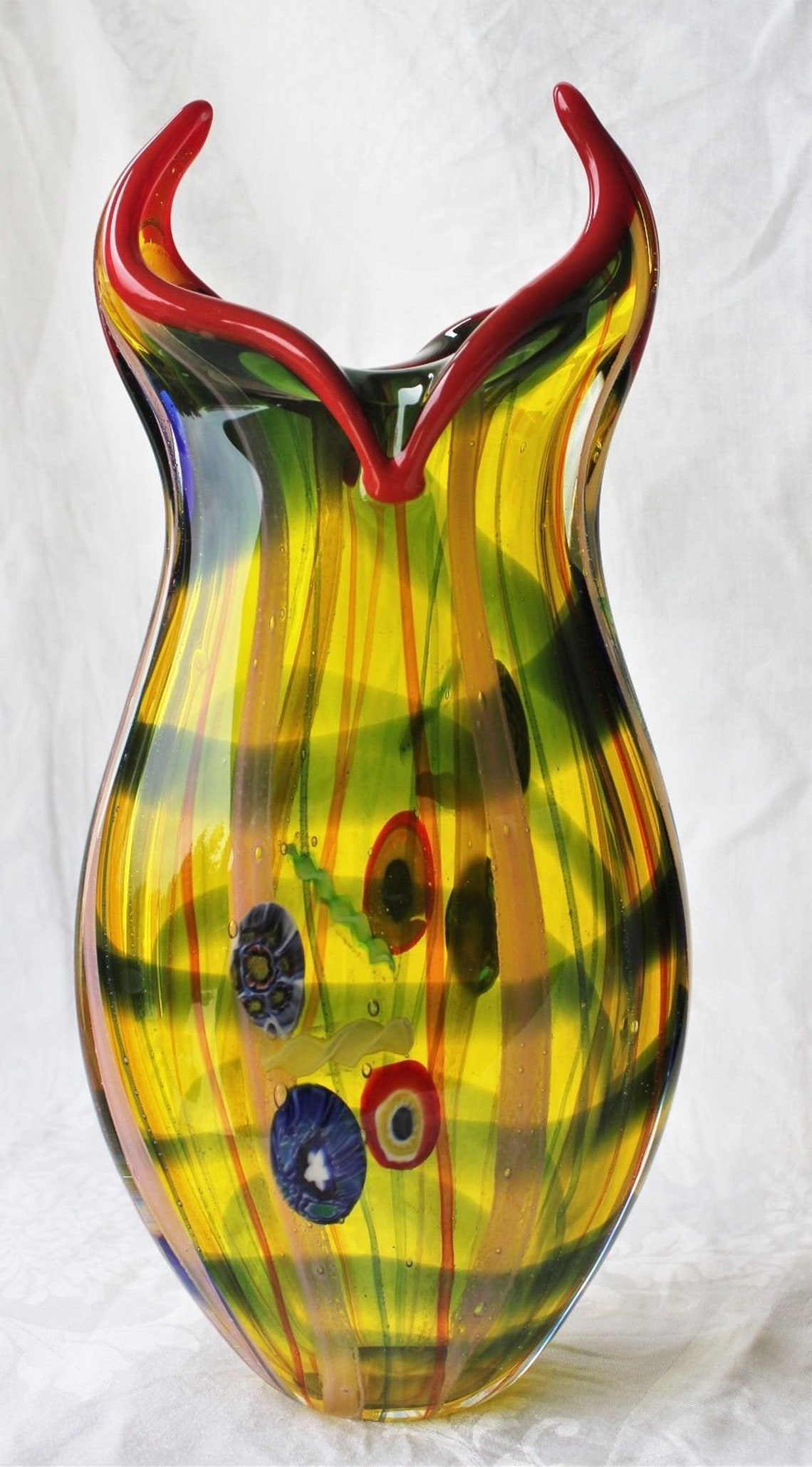 Amazing Vintage Murano Striped Fish Vase Venice design W/ Etsy