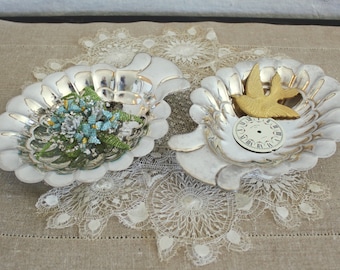 2 Vintage Silver Plate Shell Nut Dishes