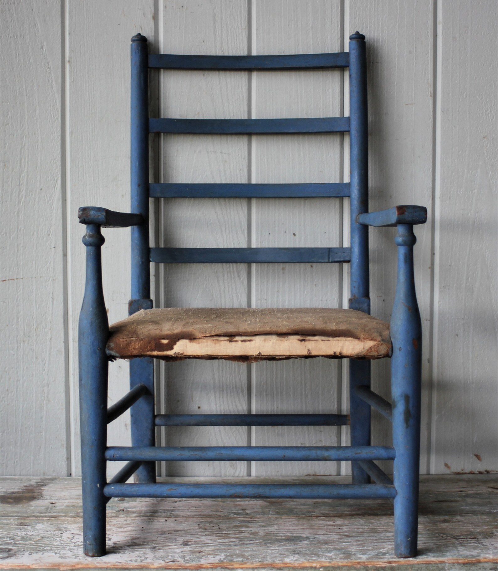 Antique Children's Ladder Back Arm Chair in Old Chalky Etsy
