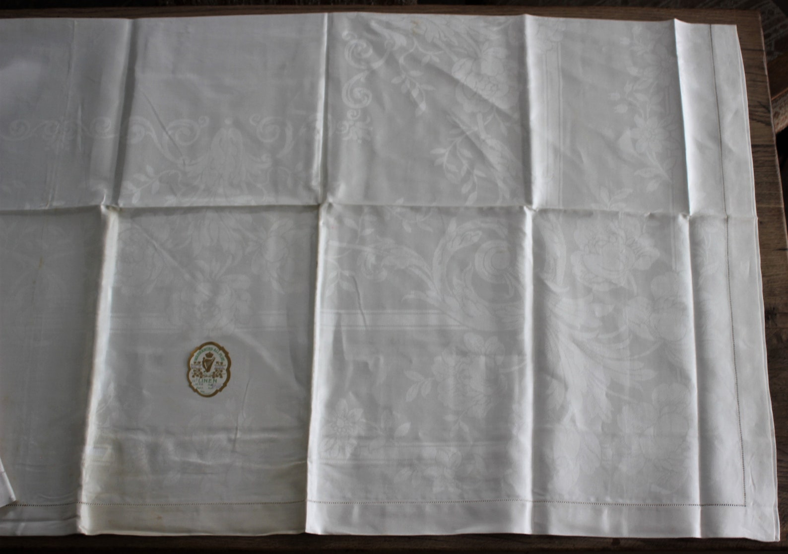 Antique Belgian Damask Linen Tablecloth With 8 Napkins New in Etsy