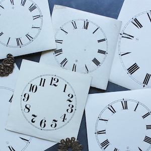 6 Cartas antiguas Stock Grandfather y Mantle Clock Faces