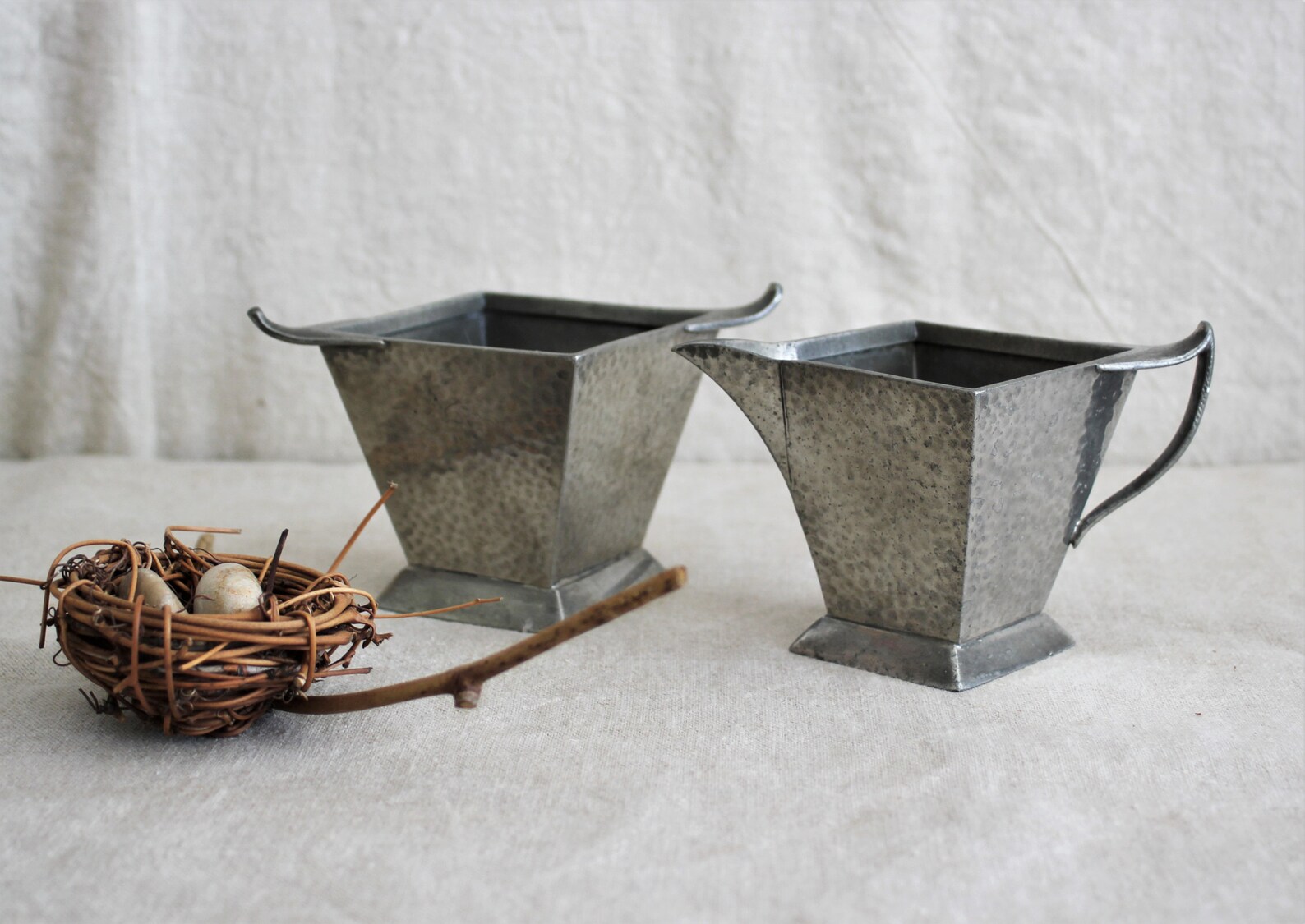 Vintage Sheffield Craftsman Pewter Sugar and Creamer Set Etsy