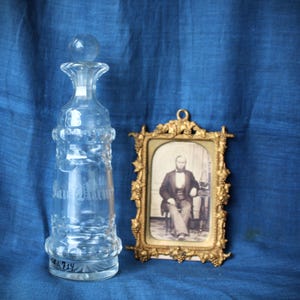 Lovely Antique Victorian Etched and Cut Glass Bay Rum Cologne Bottle