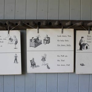 3 Vintage Dick Jane and Sally 2 Sided Over sized Think and Do and Our Big Book Ready to Frame Posters