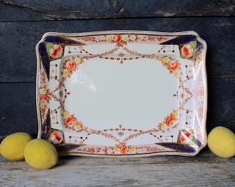 Antike englische Imari Stil Porzellan Platte handbemalt, vergoldet, Royal Stafford AJ Wilkinson Transferware