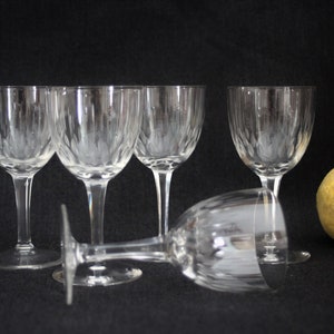 5 Vintage Etched Elegant Lead Crystal Stemware Wine Cordial Cocktail Glasses