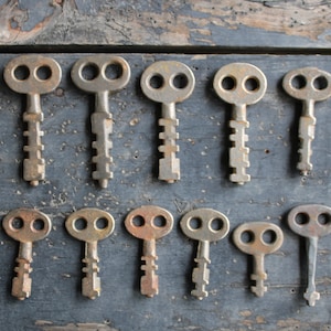 15 Antique 19th c Steel Pad Lock Keys image 1