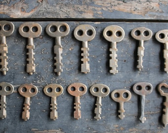 15 Antique 19th c  Steel Pad Lock Keys