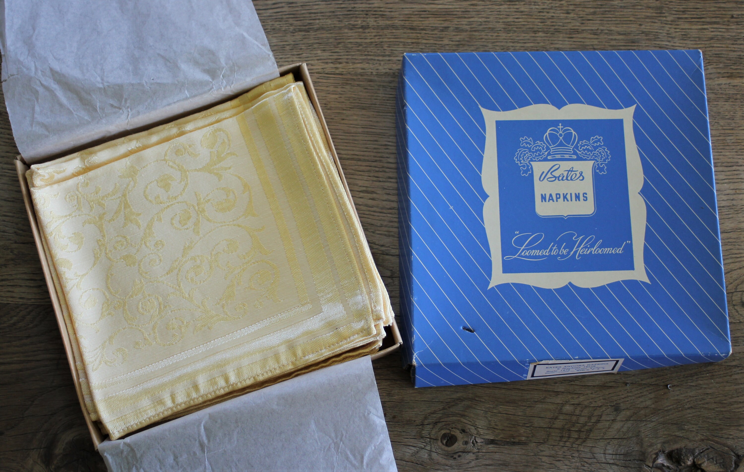 Set of 6 Unused Soft Yellow Damask Bates Andora Napkins Etsy