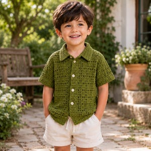Child Crochet Button Shirt Pattern PDF | Kids Open Mesh Crochet Shirt | Summer Crochet Shirt Pattern | Instant Download