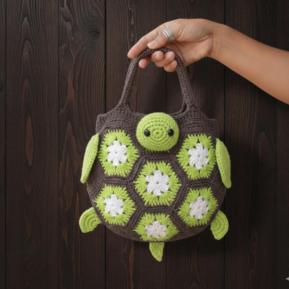Crochet Turtle Bag Pattern PDF Granny Square Turtle Purse Animal ...