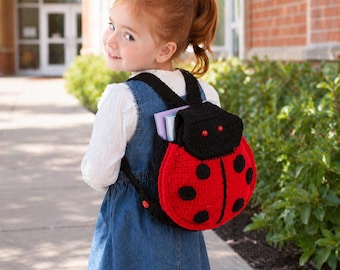 Modello di zainetto all'uncinetto a forma di coccinella, modello di zainetto per bambini all'uncinetto, modello di borsa con simpatici animali, borsa per neonati in PDF, regalo fai da te