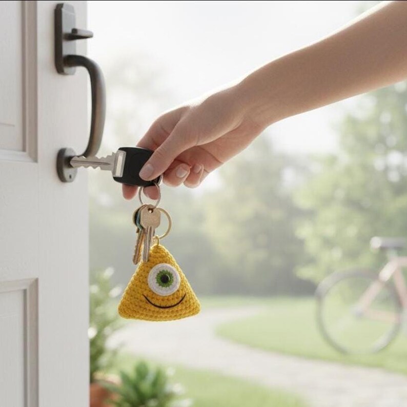 Triagle Keychain Crochet Monster Keychain Pattern Bundle PDF Triangle Amigurumi Keyring ...