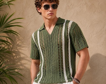Modello PDF per polo da uomo all'uncinetto / Modello per polo estiva all'uncinetto / Tutorial per top vintage all'uncinetto / Download immediato