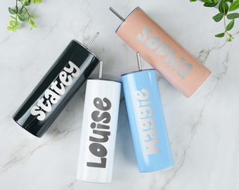 Vaso de acero inoxidable personalizado con pajita: recuerdo de boda de 20 oz