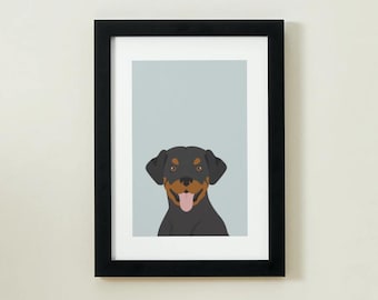 Stampa artistica del cane Rottweiler: una graziosa decorazione murale moderna per gli amanti degli animali