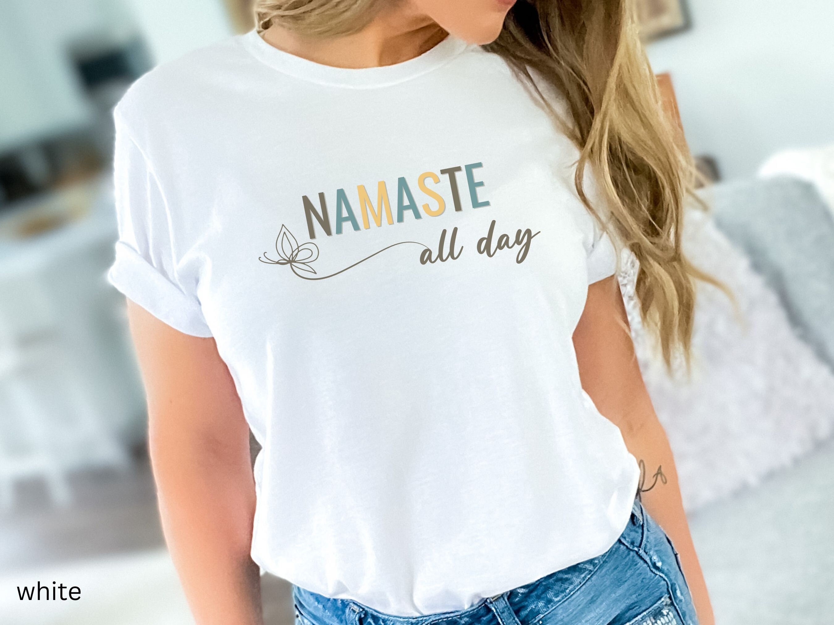 Namaste All Day, Embrace Inner Peace With Our Yoga T-shirt. 