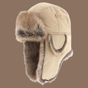 Beige Wolle Ushanka Hut - Russische Stil Wintermütze - Ohrenklappe Trapper Hut für Männer & Frauen