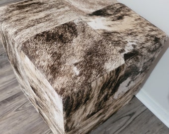 Genuine Cow Hide Fur Ottoman