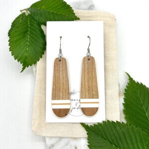 Wood & Resin Drop Earrings, Lightweight Wood Earrings, Handmade Wood Earrings, Natural Wood Earrings
