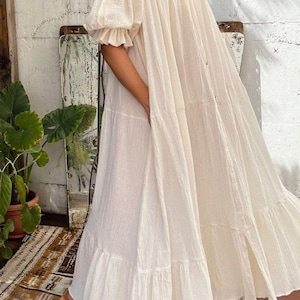Romantic Cotton Maxi Nightgown: Vintage Style Bridal Loungewear