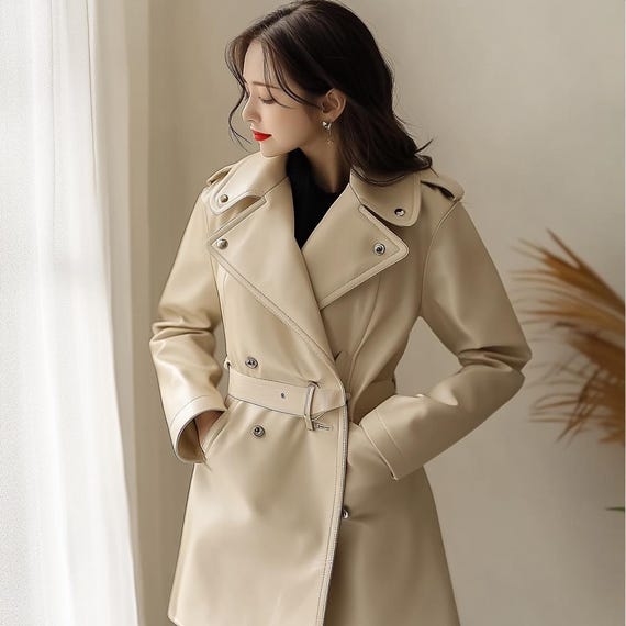 ブラウン レザートレンチコート ダブルブレスト 希少】コーチ coach