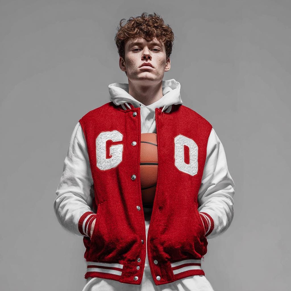 Men's Varsity Jacket: Chenille Patch Letterman Style - Retro School Jacket