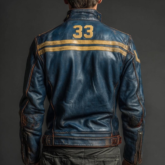 あ*ぃ様 VAULTROOM LEATHER JACKET Lucy Fallout Vault 33 Costume Leather Jacket – Fanzilla Jackets