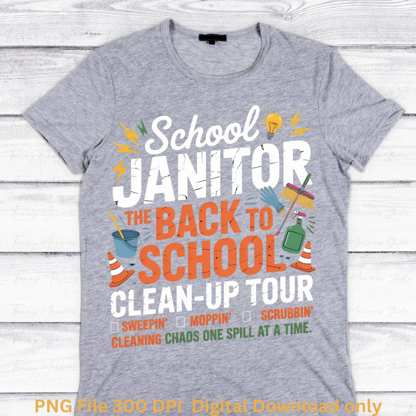 Funny School Janitor PNG: Back to School Clipart for T-shirts (digital ...