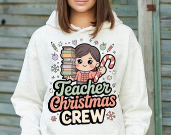 Teacher Christmas Crew PNG: Kawaii Shirt Design (Digital Download)