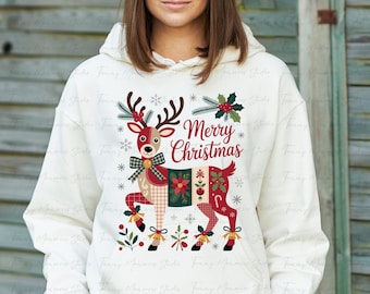 Reno navideño PNG: Diseño de sublimación de vacaciones de granja (descarga digital)